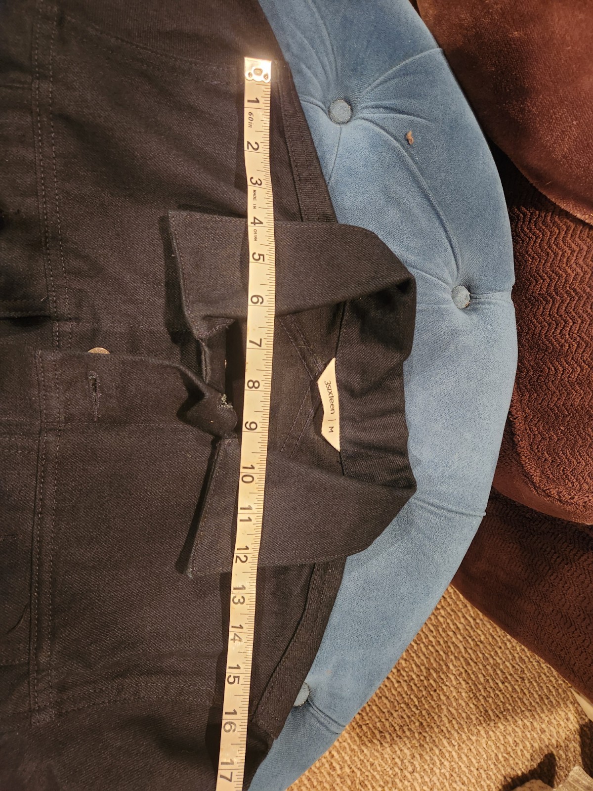 3 Sixteen Men’s Medium Denim Jacket 14 oz Shadow Selvedge Raw Indigo