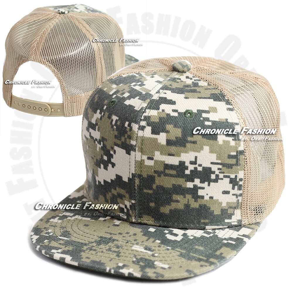 Trucker Hat Mesh Baseball Cap Snapback Adjustable Plain Solid Hip Hop Flat Men