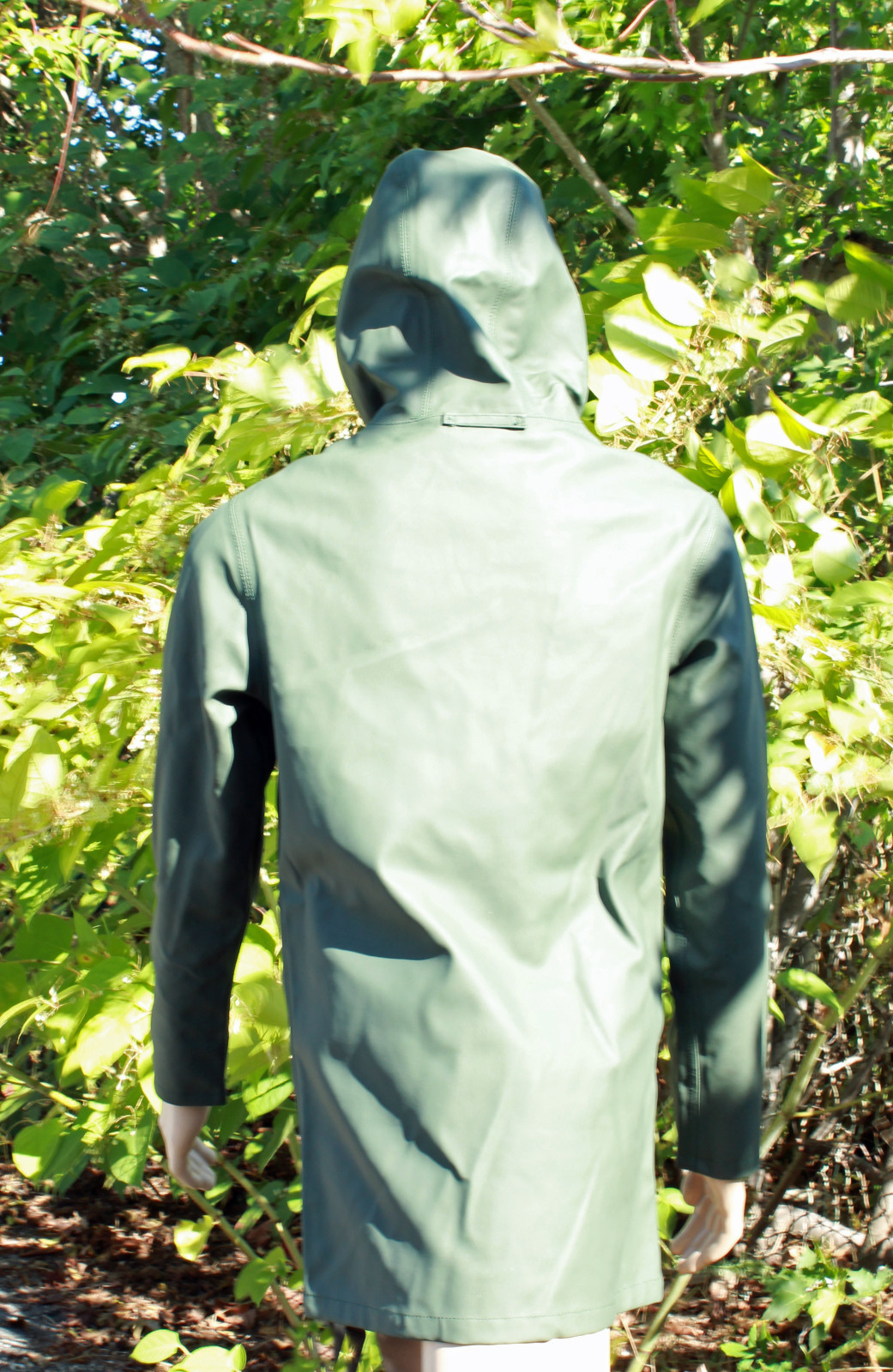 Stutterheim Arholma Raincoat Green Hooded, Size Small, MSRP $585.00, NWT