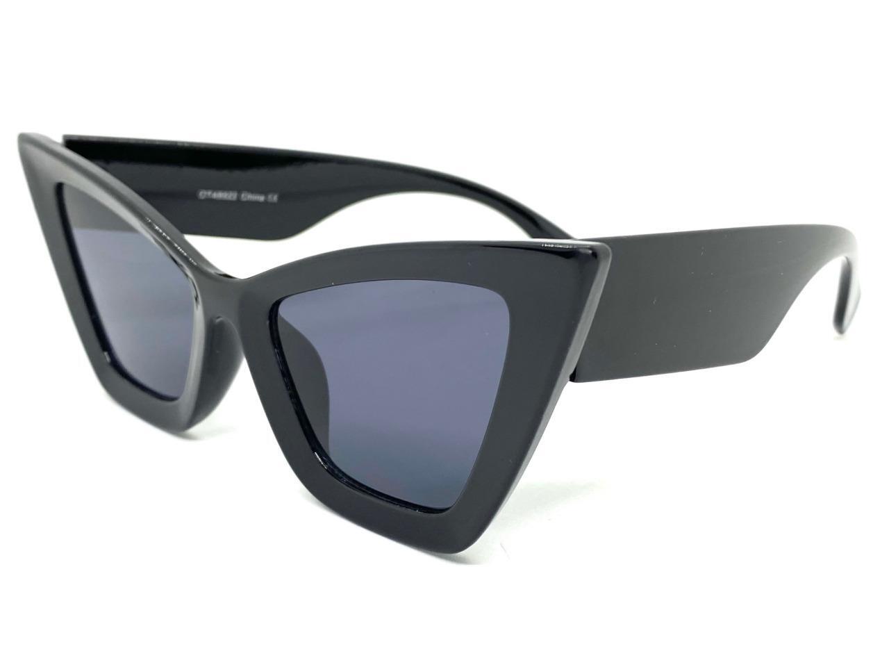 OVERSIZED Exaggerated Classy Elegant Modern Retro Cat Eye SUNGLASSES Black Frame