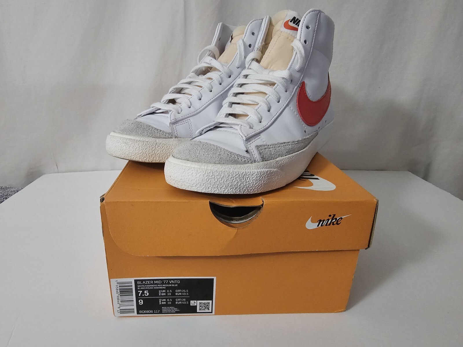 NEW Nike Blazer Mid 77 Vintage White Red Blue Shoes (BQ6806-117) Men’s Size 9