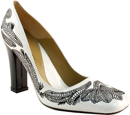 $130 JESSICA BENNETT Havana Embroidered Pumps ~ Black/White Size 6 NEW