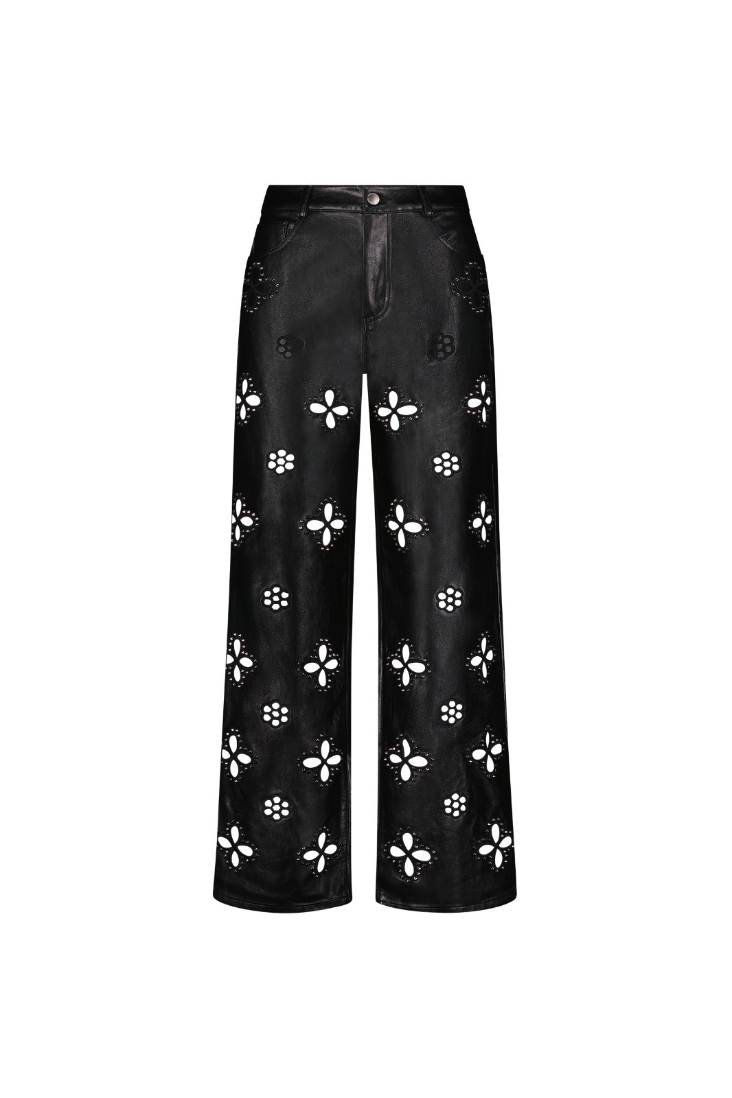 Kaia Studded High Rise Leather Pant Black Petite THE NOLI SHOP