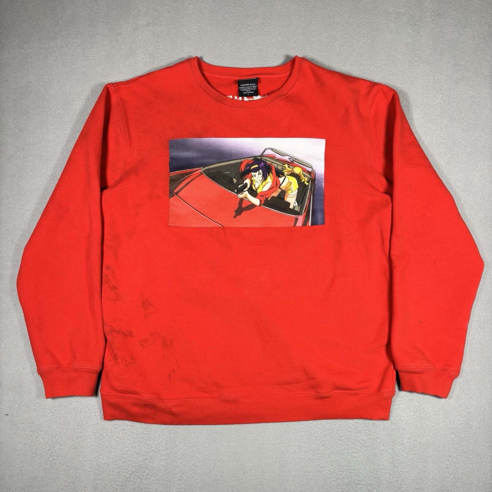 Dumbgood x Cowboy Bebop Crewneck Sweater Men’s Large Red Faye Valentine Anime