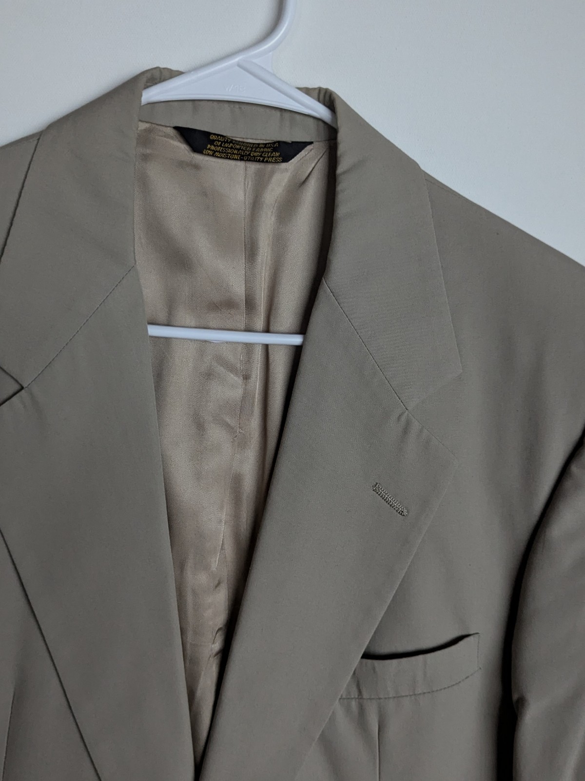 HASPEL Vtg Solid Beige Khaki BLAZER SUIT COAT JACKET Men’s 40R