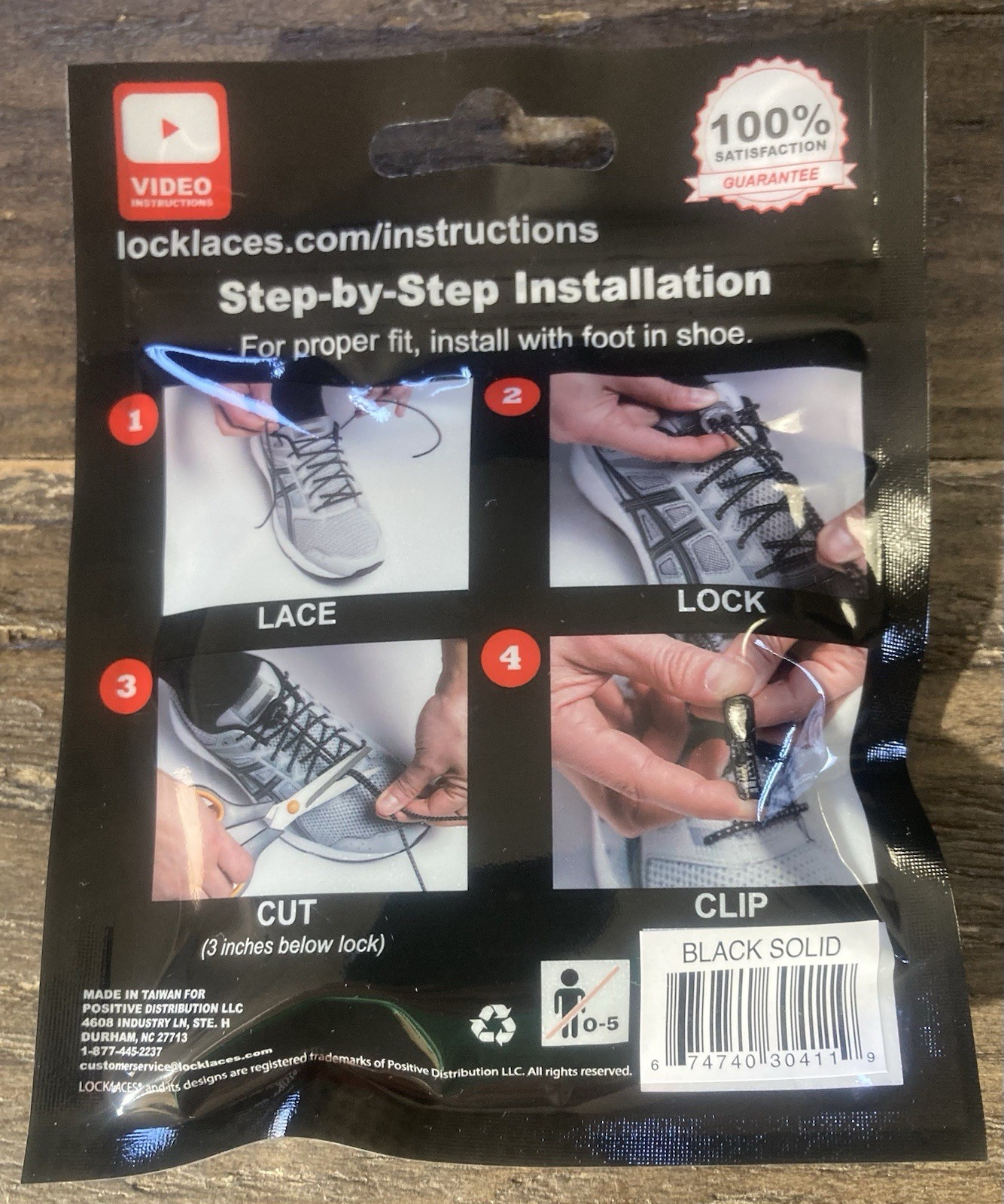 LOCK LACES Original Elastic No Tie Laces Color Black One Size Fits All BrandNew!