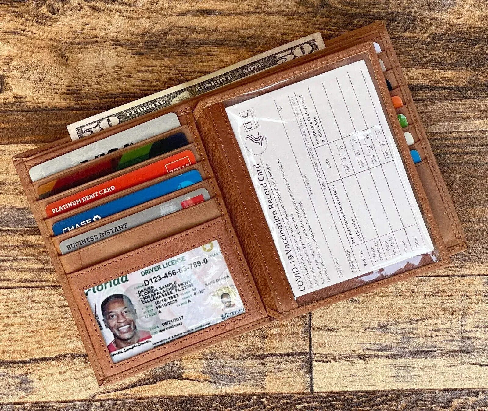 Men’s Genuine Leather Bifold Wallet Hipster Credit Card ID Holder RFID Blocking