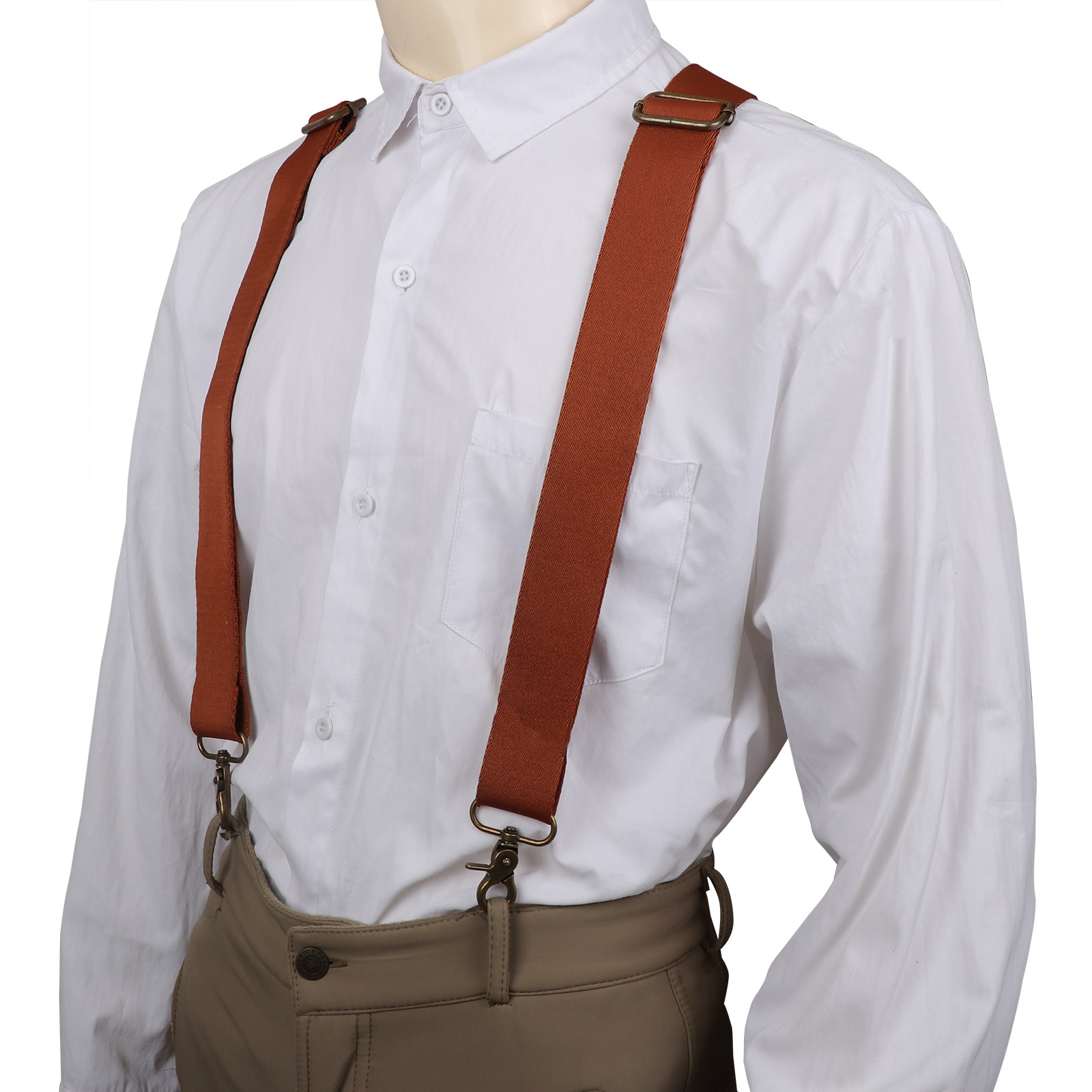 TOURBON Retro Men’s Suspenders Y Back Y-Shaped Hooks Pants Braces Bestman Gift