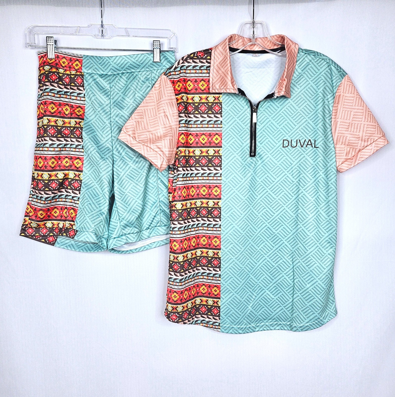 DUVAL Men’s Cabana Shirt Shorts Set Size S Tropical Resort Vacation NWOT