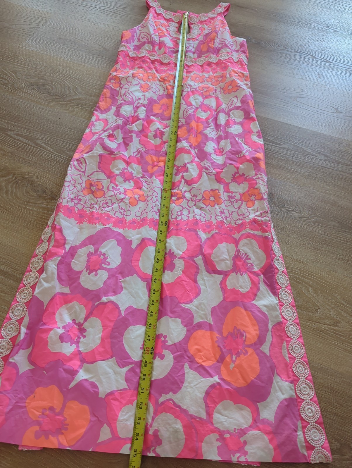 LILLY PULITZER DIDI MAXI DRESS Pansy Dance neon Guipure crochet lace Vintage
