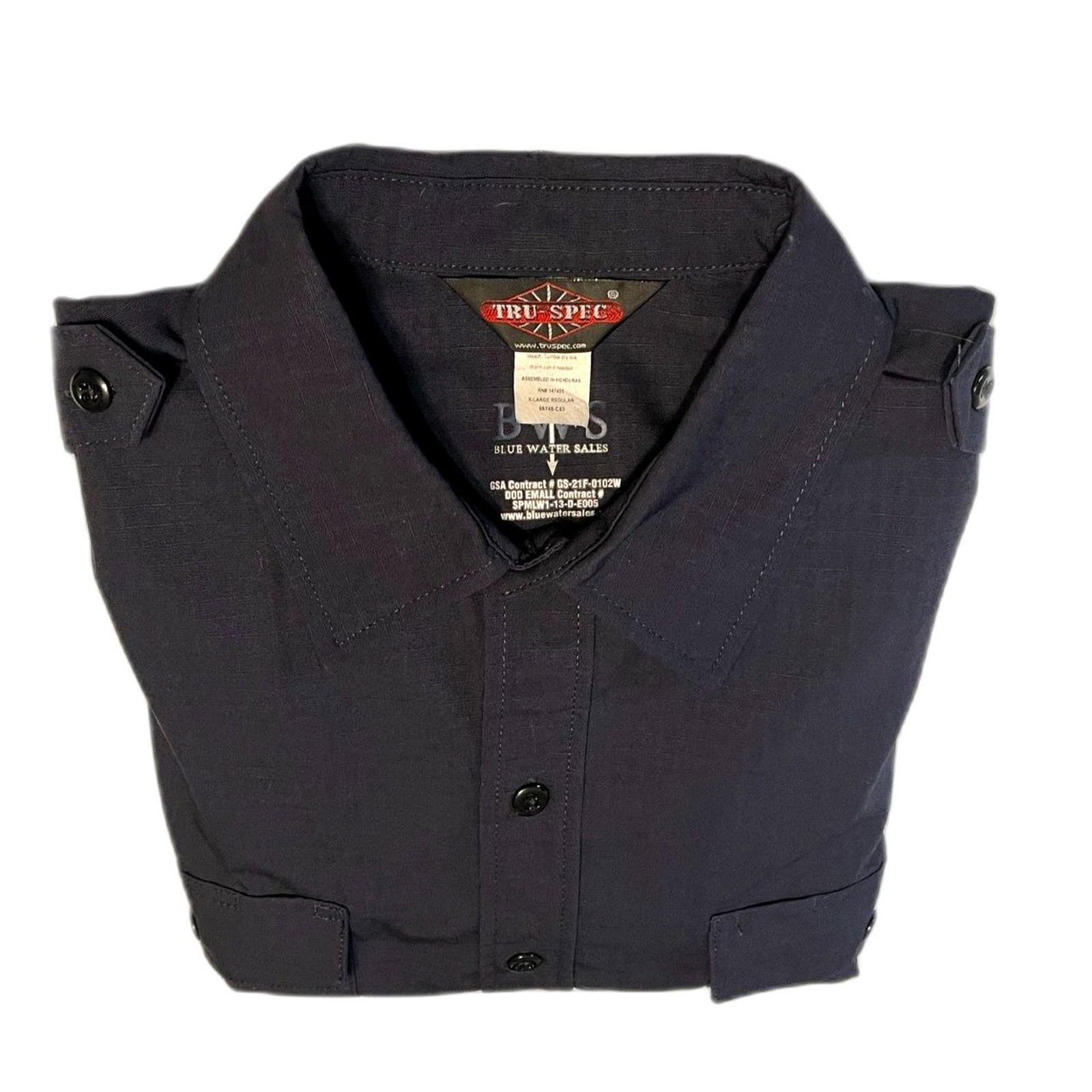 Tactical Field Shirt Rip-StopMens Blue XL PolyCotton Long Sleeve Button Front