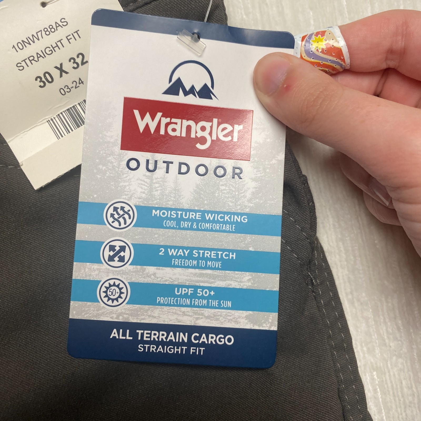 Wrangler All Terrain Cargo Pants Mens 30×32 Gray 2 Way Stretch Straight UPF 50