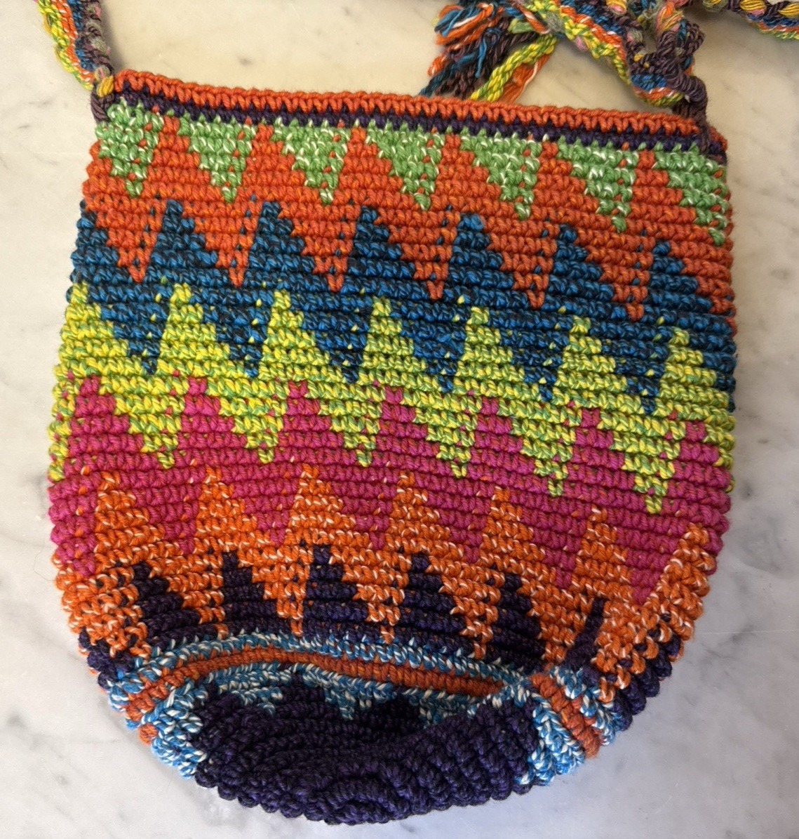 Bamboo Trading Co Cotton Boho Crossbody Bucket Bag Purse Geometric Guatemala