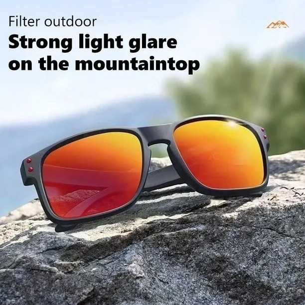 Polarized Mens Black Frame Red Mirrored Lens Sport Sunglasses Outdoor Eyewear