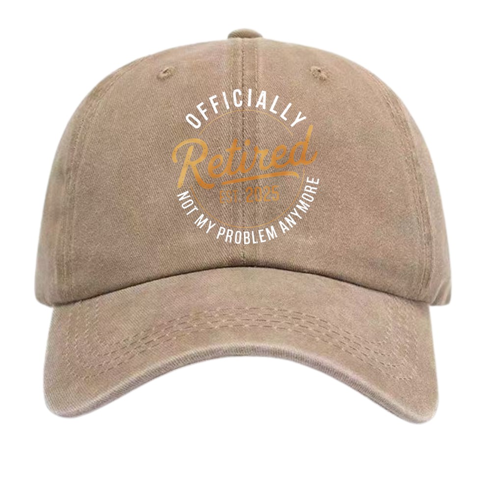 Officially Retired 2025 Washed Baseball Cap, Retirement Gift Hat for Adults