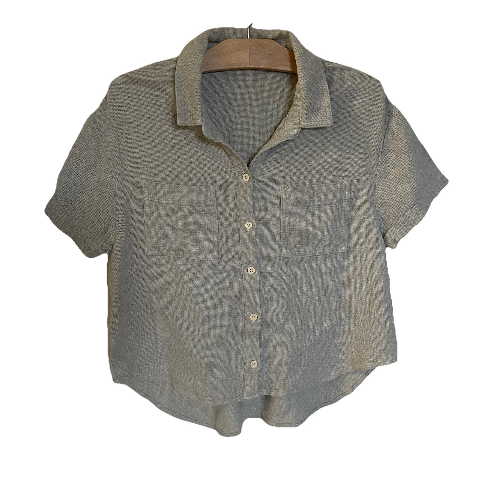 Madewell Breezewoven Beachside Shirttail Top in Sage S