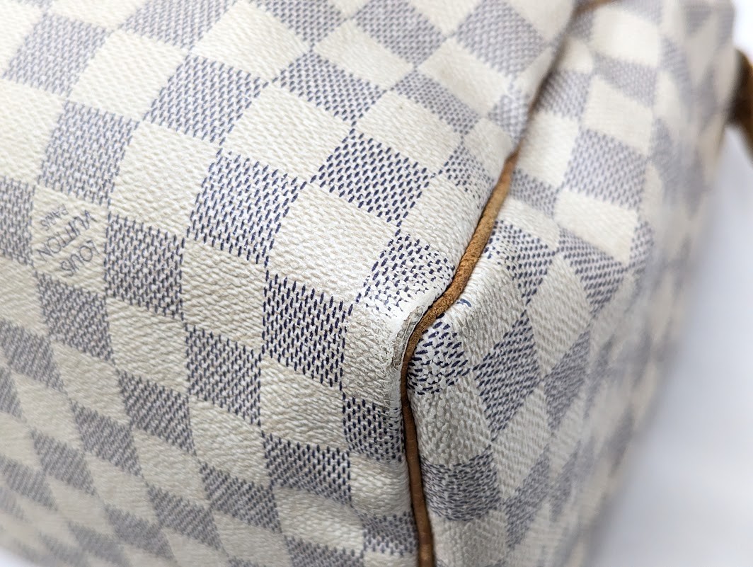 LOUIS VUITTON Damier Azur Speedy 30 White Hand Bag N41533 SP2048 Authentic LV
