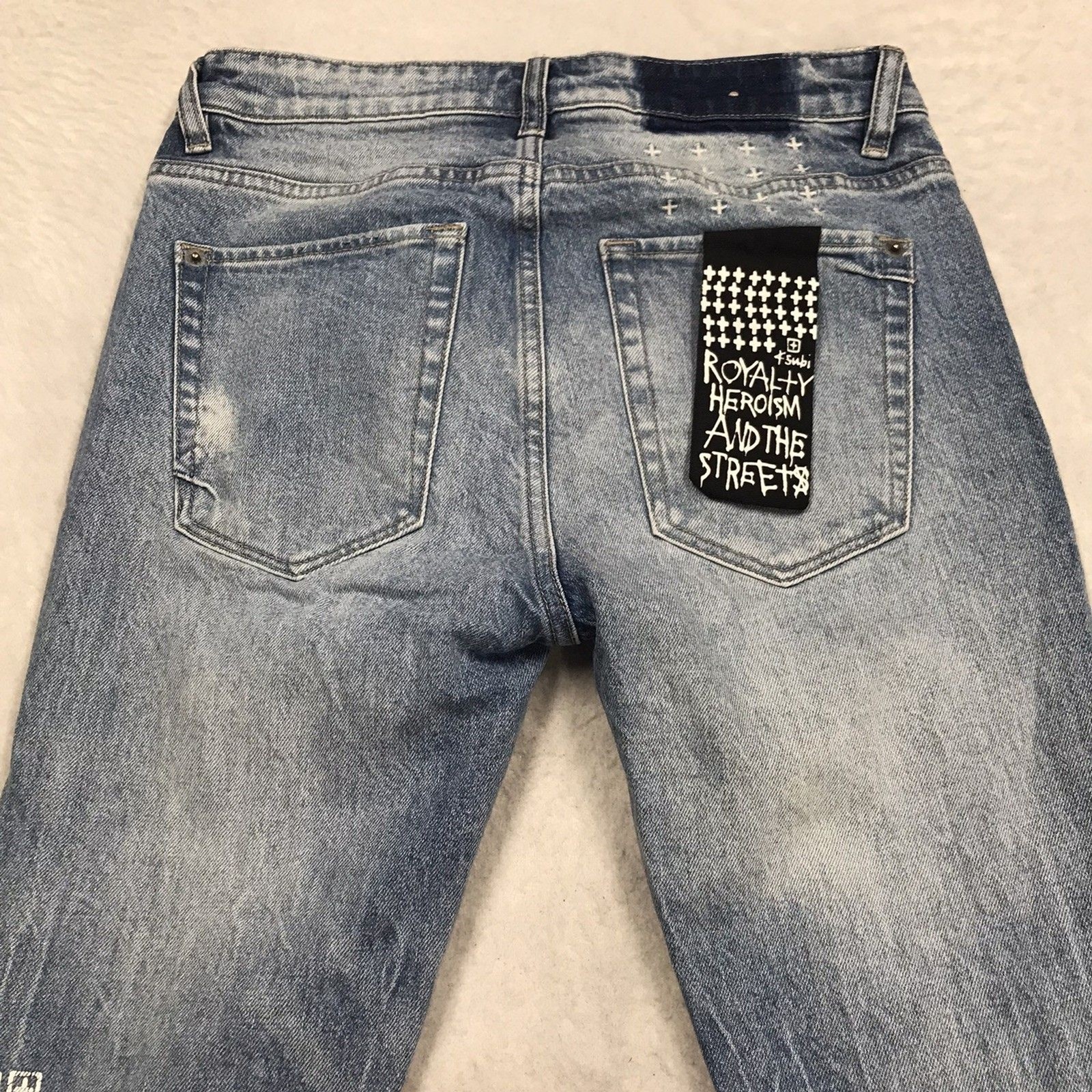 KSUBI Van Winkle Hi Fi Jean Men 30×33 Skinny Distressed Button Fly Goth Skate
