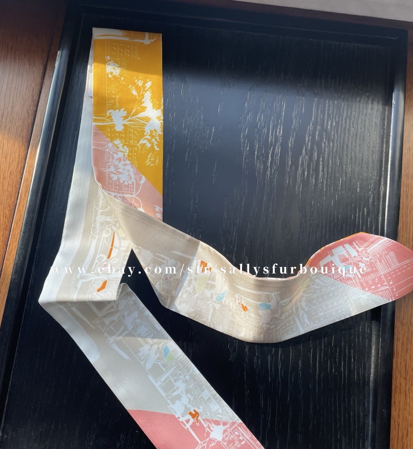 Quality 18 Momme Twill Silk Scarf Ribbon Street Print Necktie Headband 33″*2″