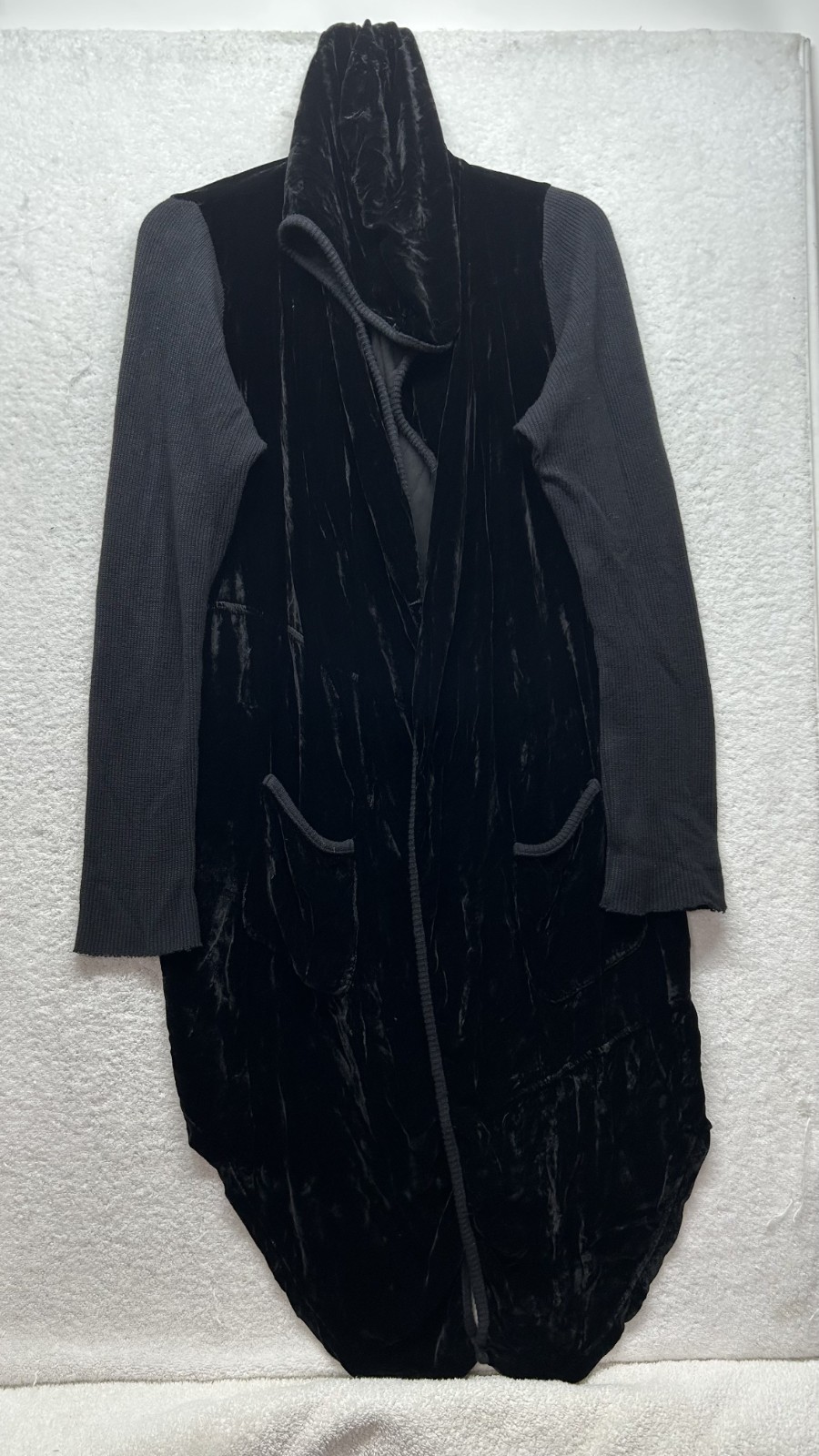 Pete & Greta Johnny Was Womens Size S Black Velvet Long Sleeve Hoodie Cardigan