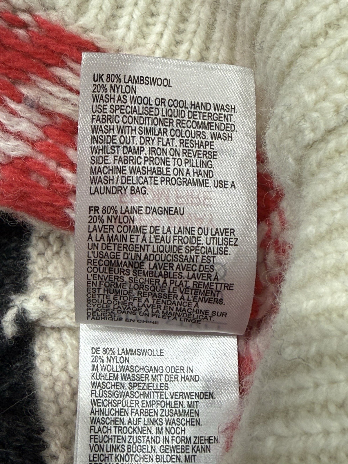 White Stuff Fair Isle Lambswool Jumper UK 14 Blue Nordic Pattern Wool Blend