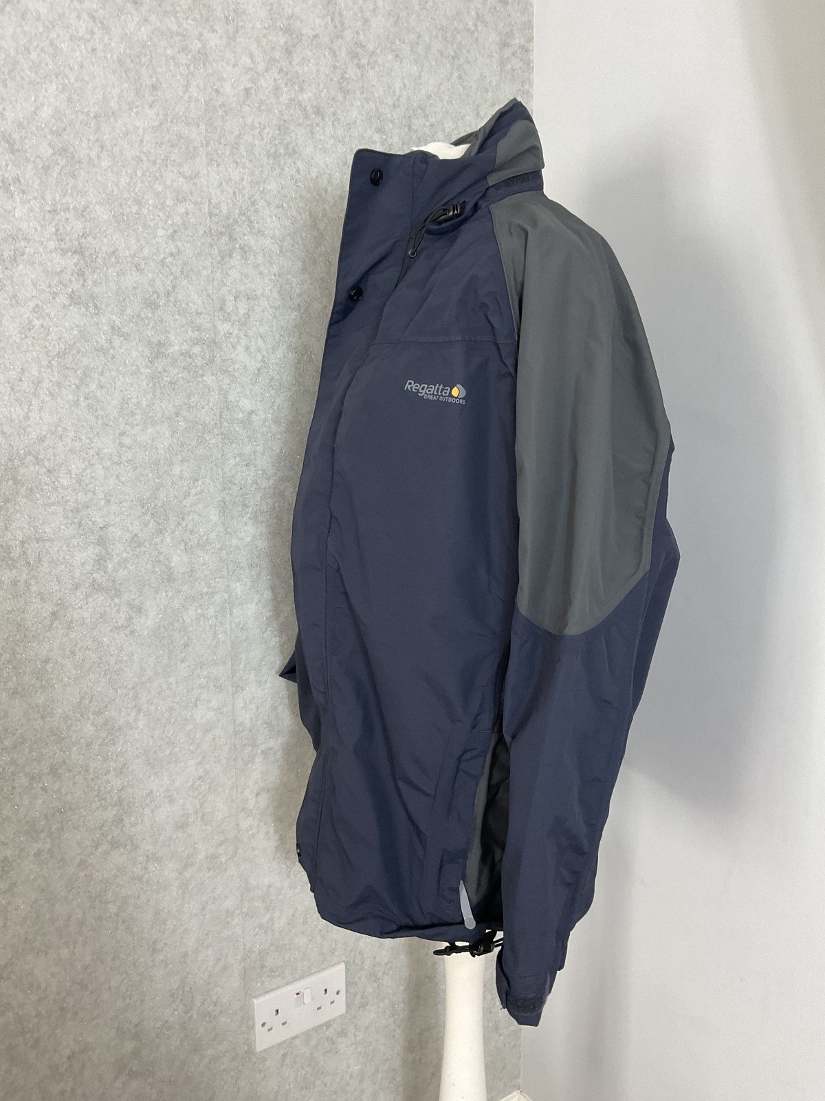 Regatta Waterproof Breathable Jacket L 42” Navy Grey Hooded Coat Isotex Outdoor