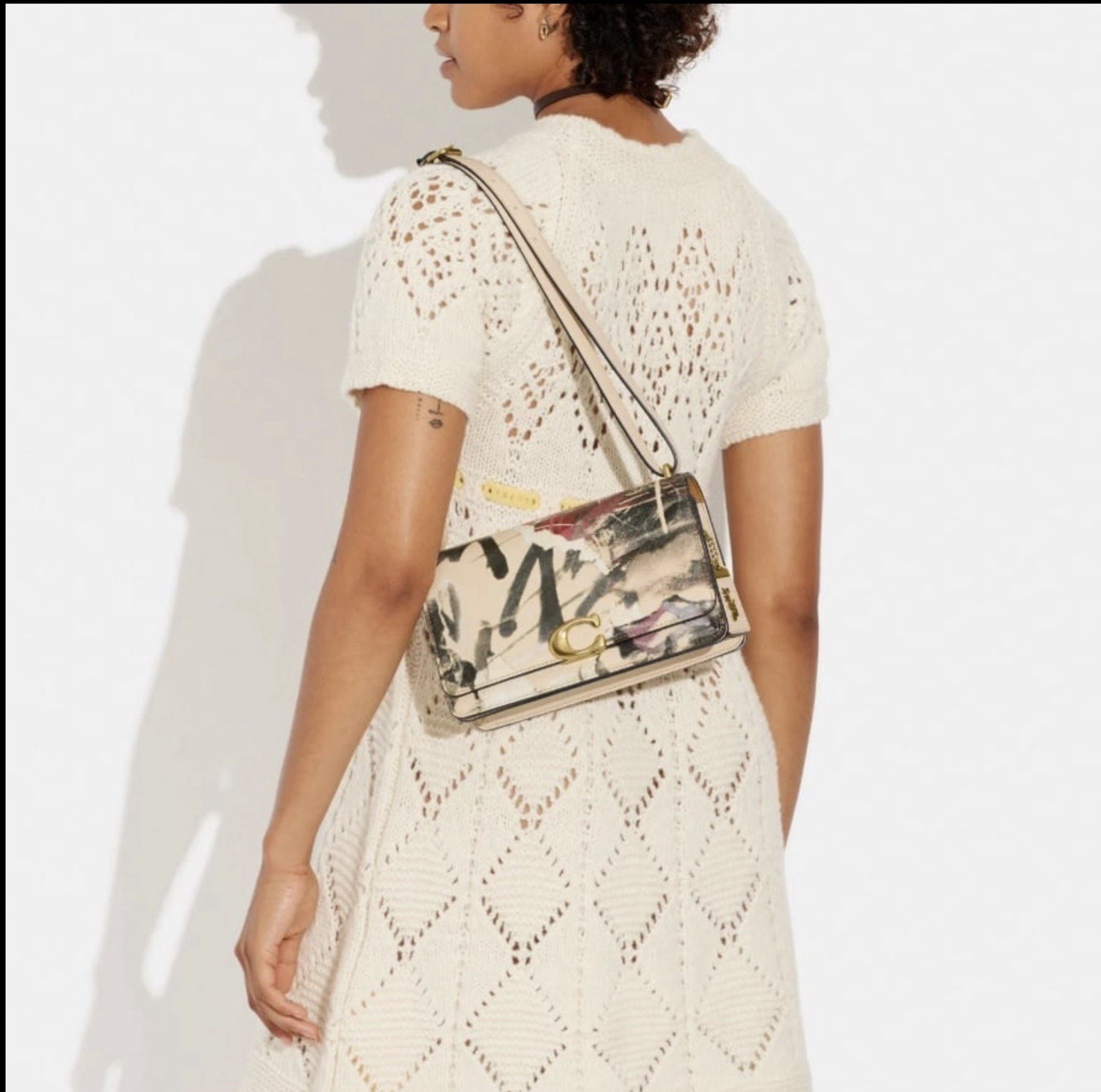 Coach X Mint & Serf Bandit Shoulder Bag Glovetanned Leather Ivory multi Graffiti