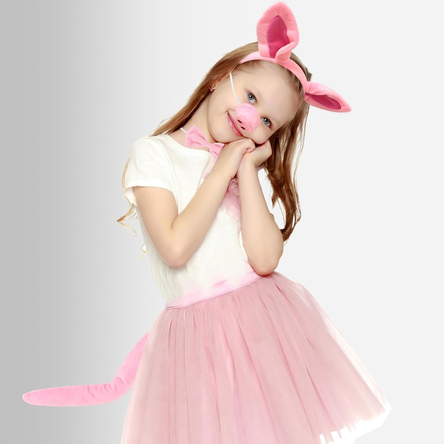 12 Pieces Pig Costume Set Pig Ears Headband Pig Nose Bow Tie Pig Tail Fancy Anim