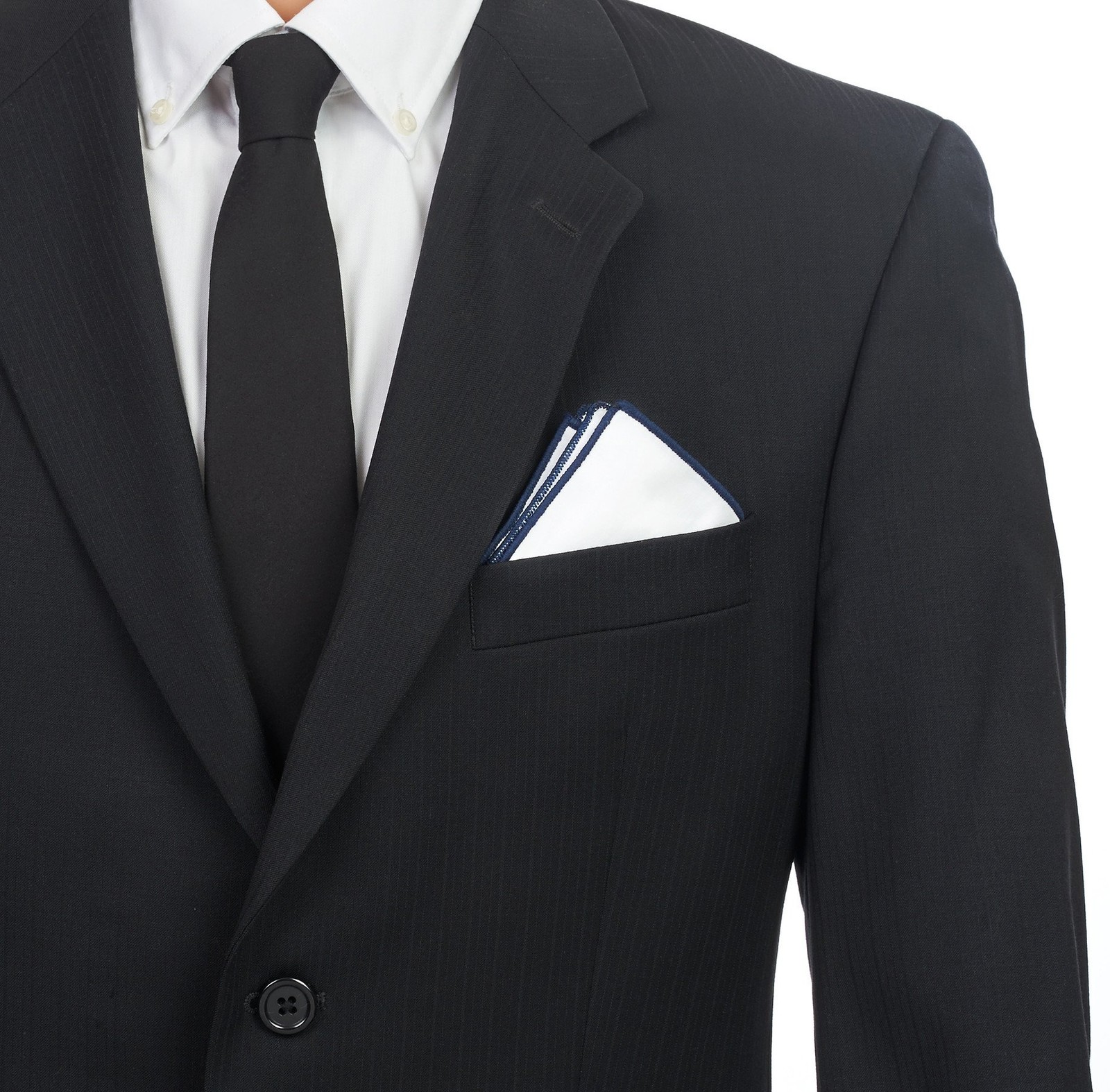 Gentlemans Essentials Weekend Casual White Pocket Square White/Prussian Blue