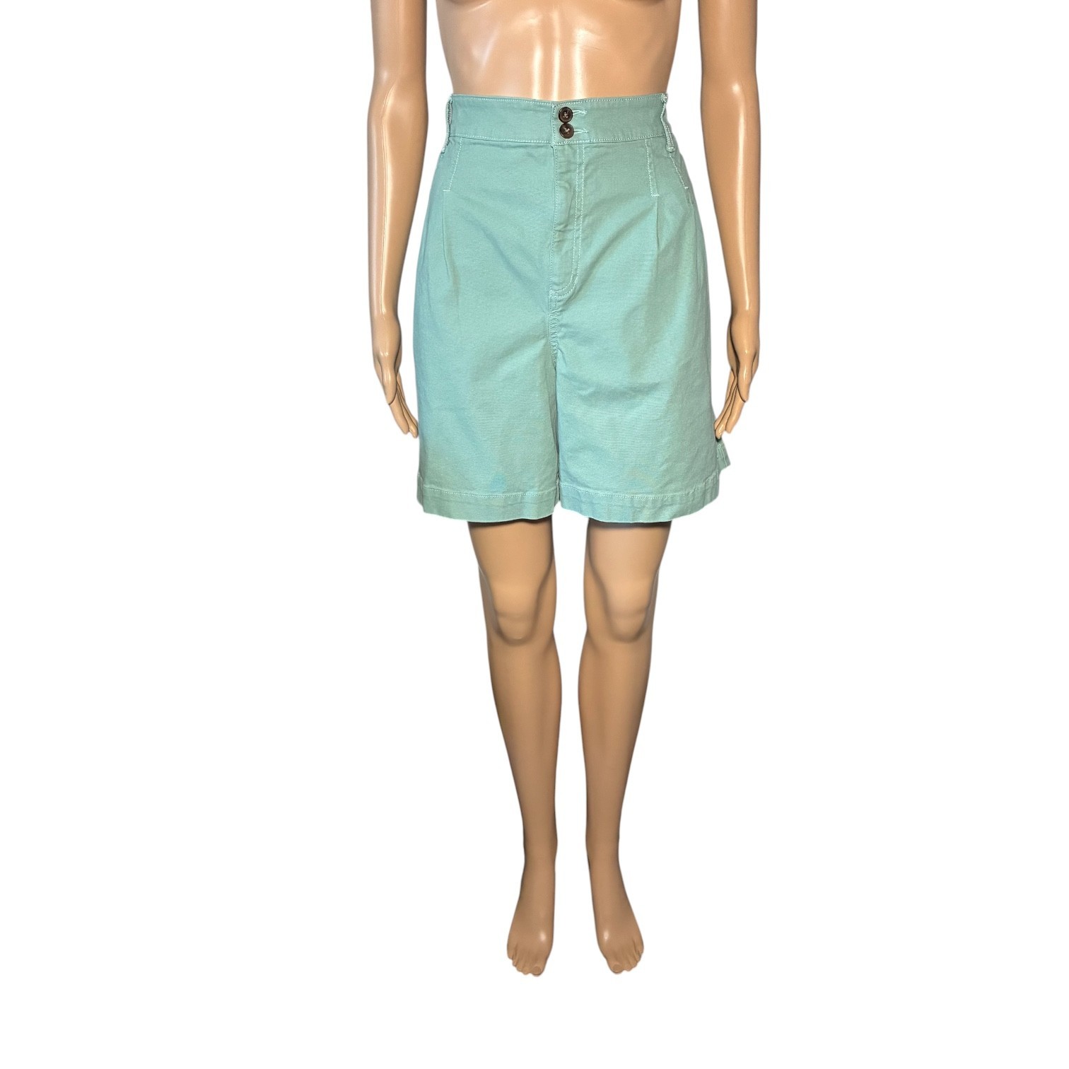 A.N.A Women’s Shorts Size 20W Sage Pleated Bermuda Cotton Blend Zip Fly Pockets