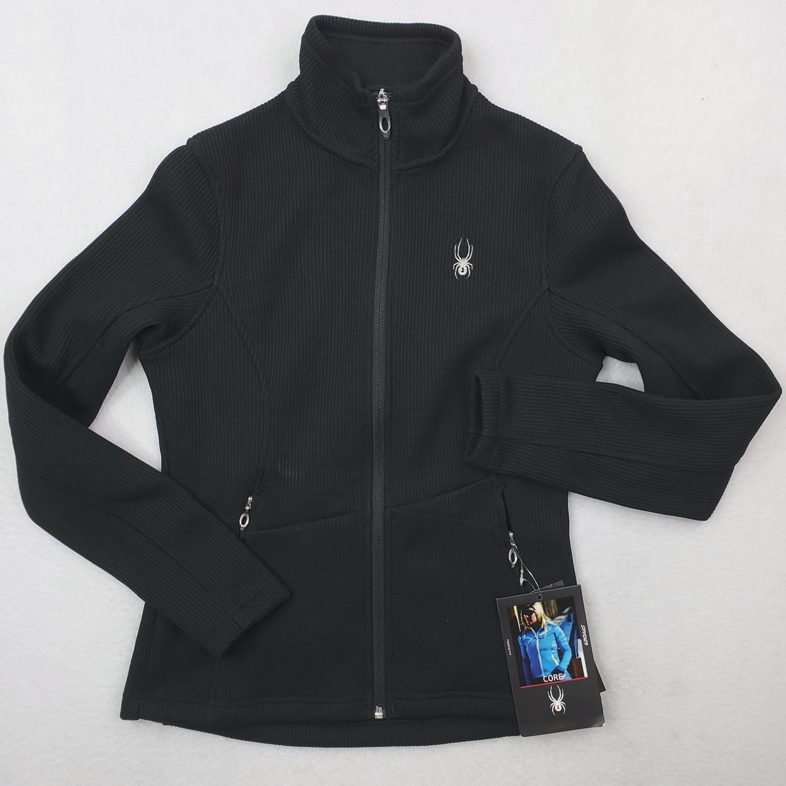 Spyder Core Sweater Womens Small Black Endure Full Zip Fleece Mid Weight Ski NWT