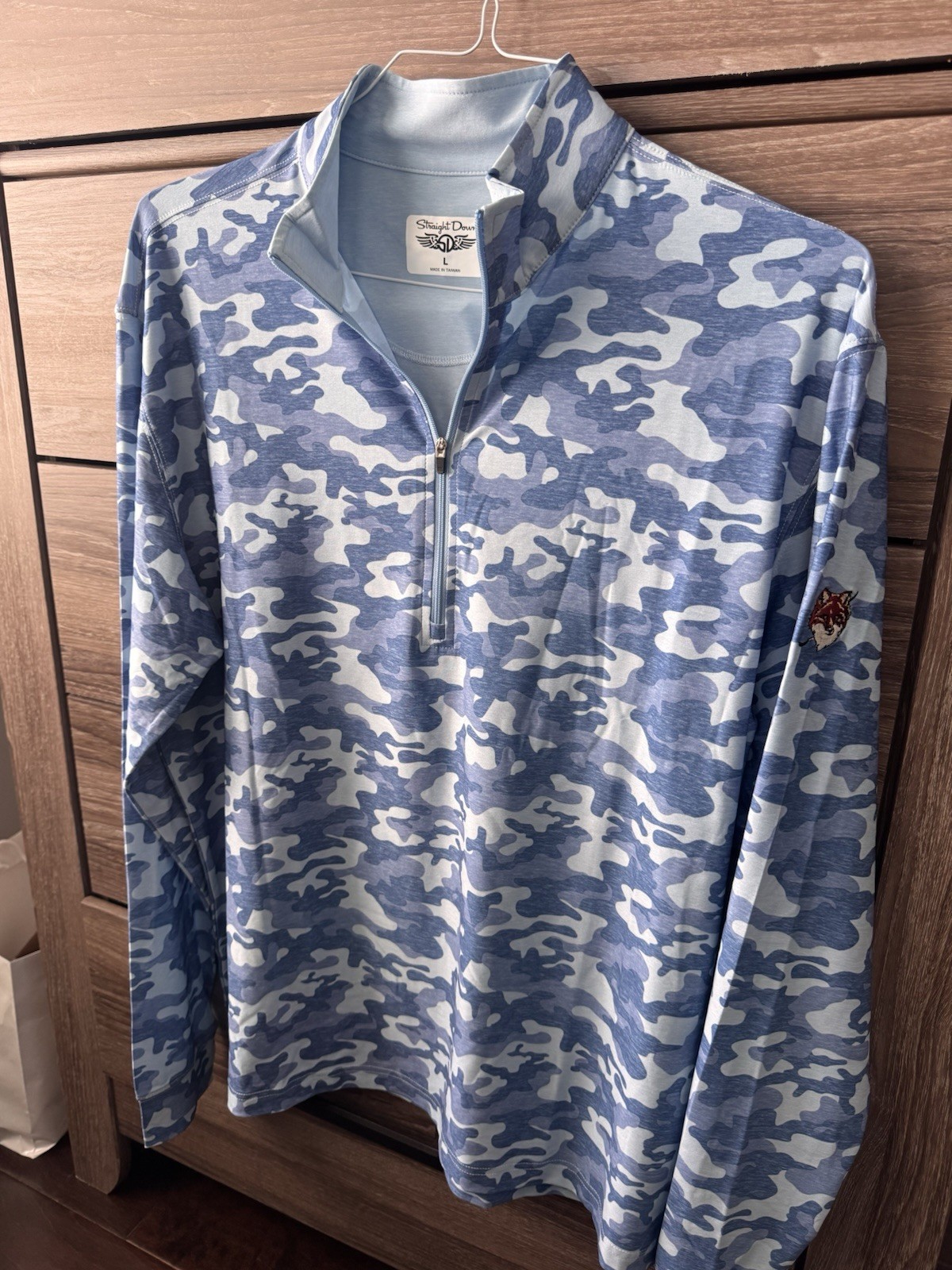 Applebrook Straight Down Men’s L Blue Camo 1/4 Zip Mock Neck Golf Pullover Top