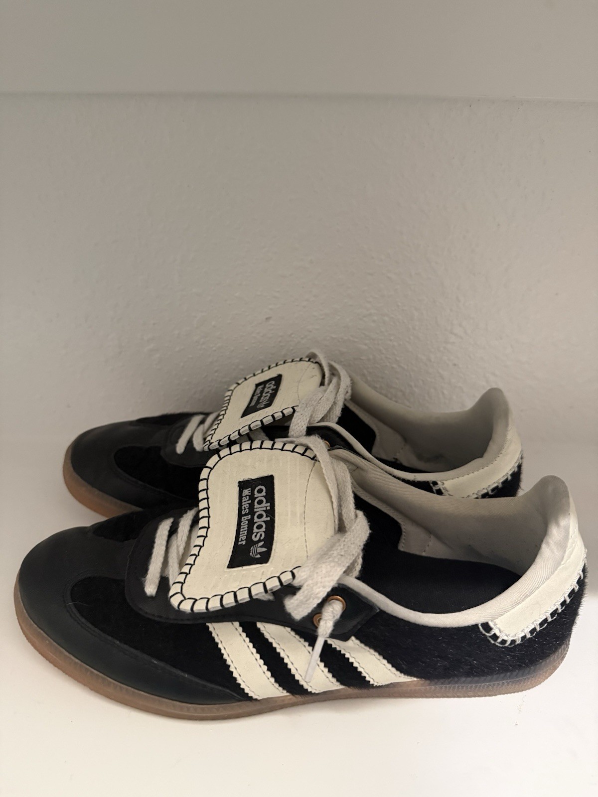 adidas Wales Bonner Men’s Black/White Leather Low Top Lace-Up Sneakers