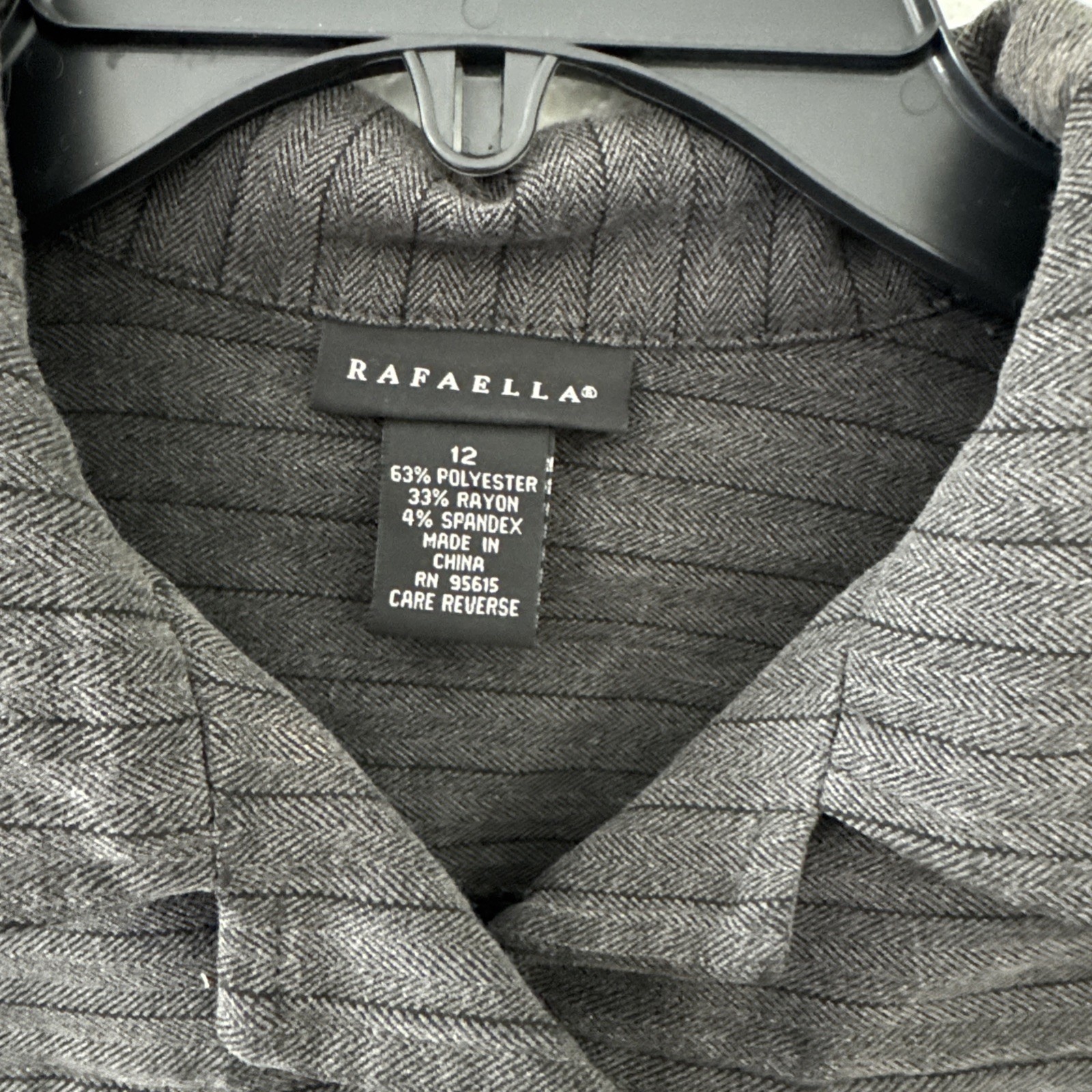 Rafaella Gray/Black Jacket Pockets Long Sleeve Size 10 Button Up Collar