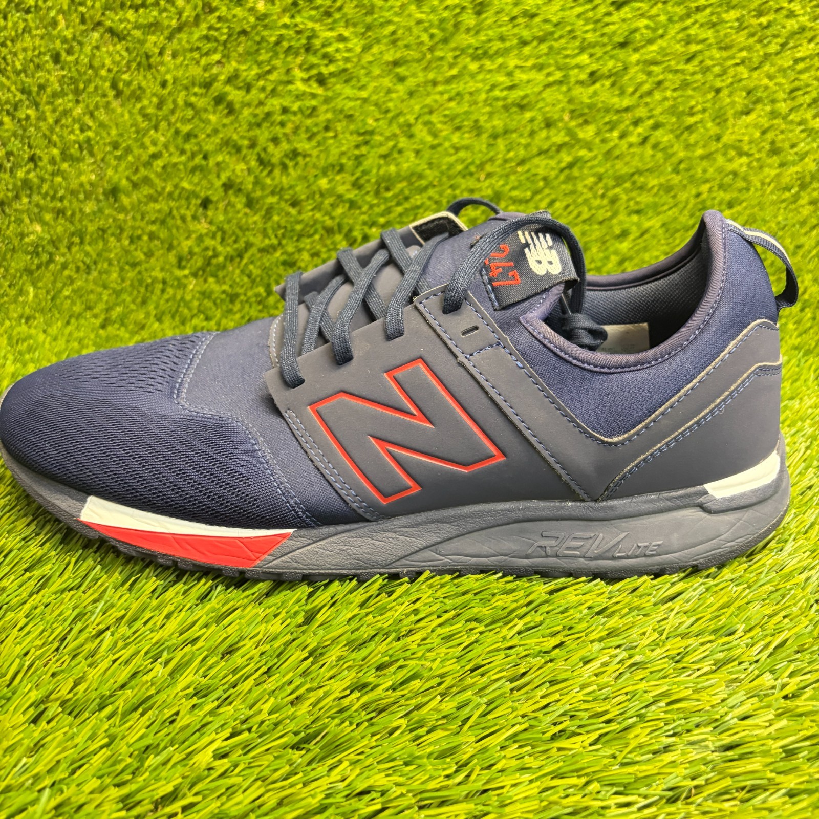 New Balance 247 Mens Size 11.5 Blue Black Red Athletic Running Shoes Sneakers