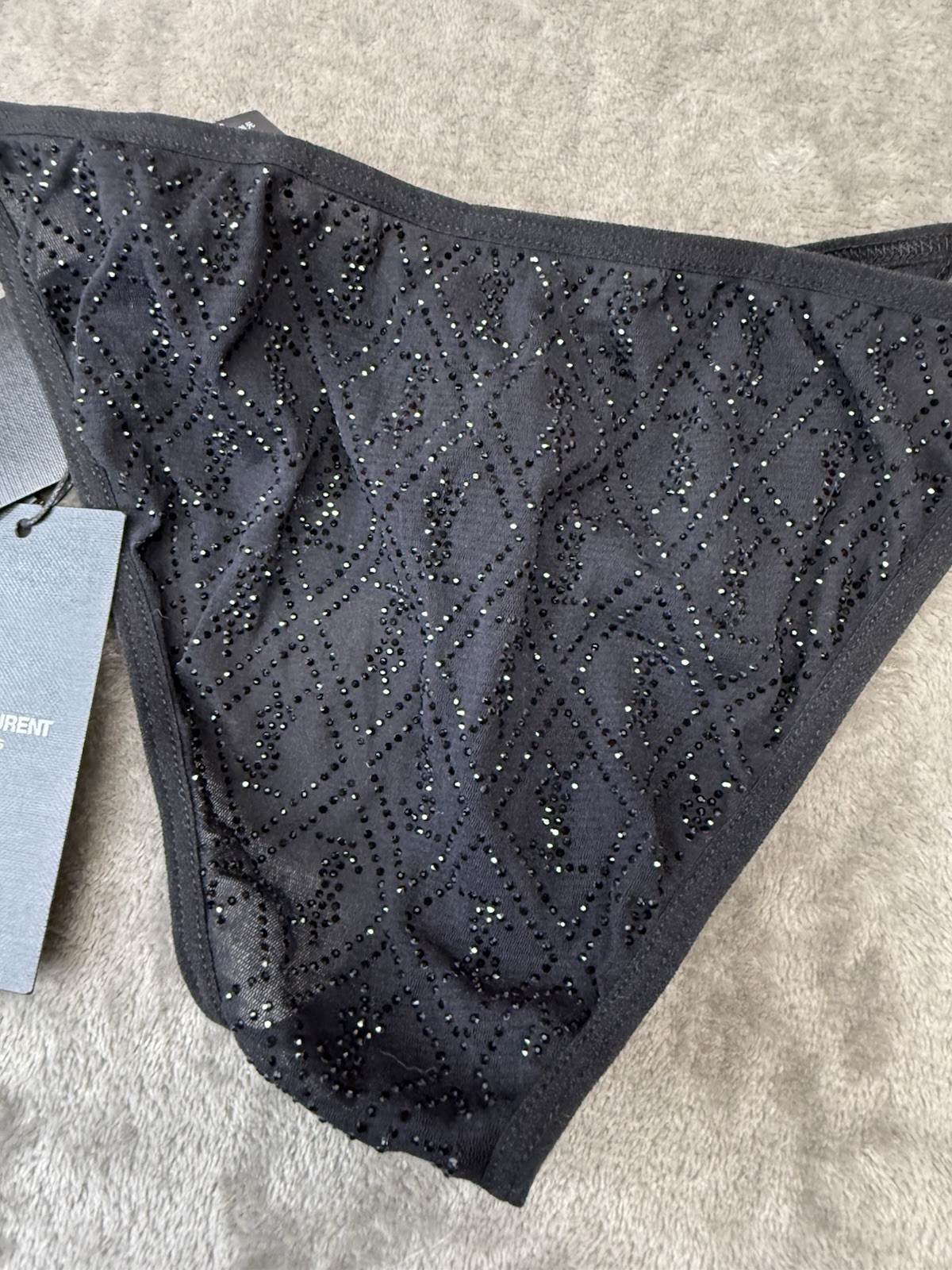 NWT Saint Laurent Cassandre Rhinestone Briefs Black S Crystal Logo
