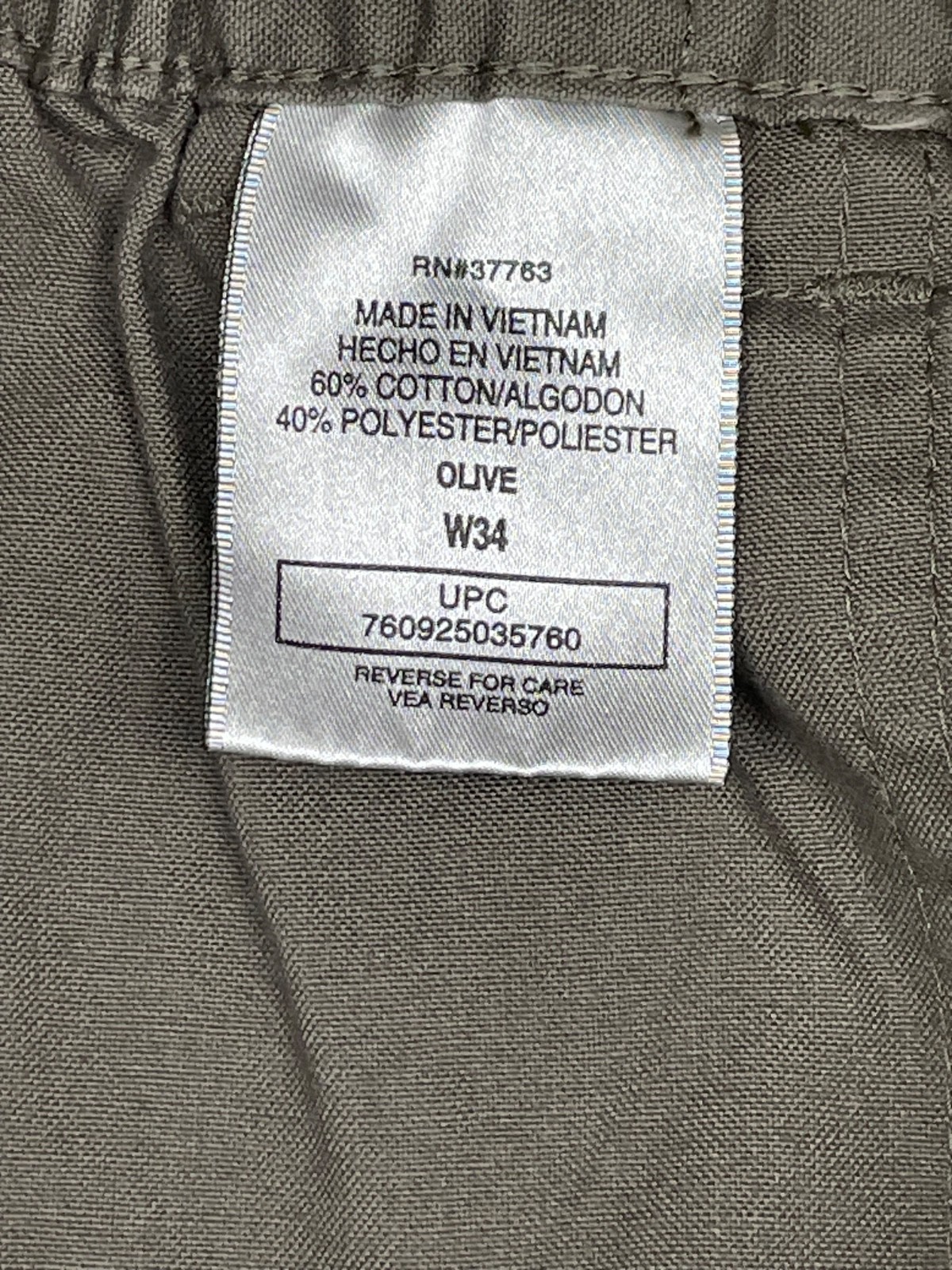 Savane Shorts Mens 34 Olive Green Cotton Canvas Elastic Waist Cargo Utility Hike