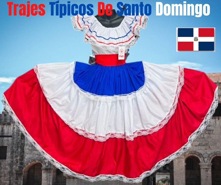 Caribe Typical 3 P/C Set Flag Color Skirt Set, Ropa Tipica Del Caribe. (3 Piece)