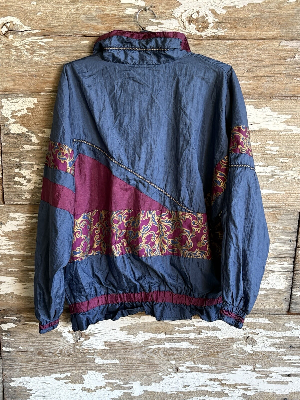 Vtg 80s 90s Active Stuff Windbreaker Jacket M ColorBlock Nylon Track Made Oman