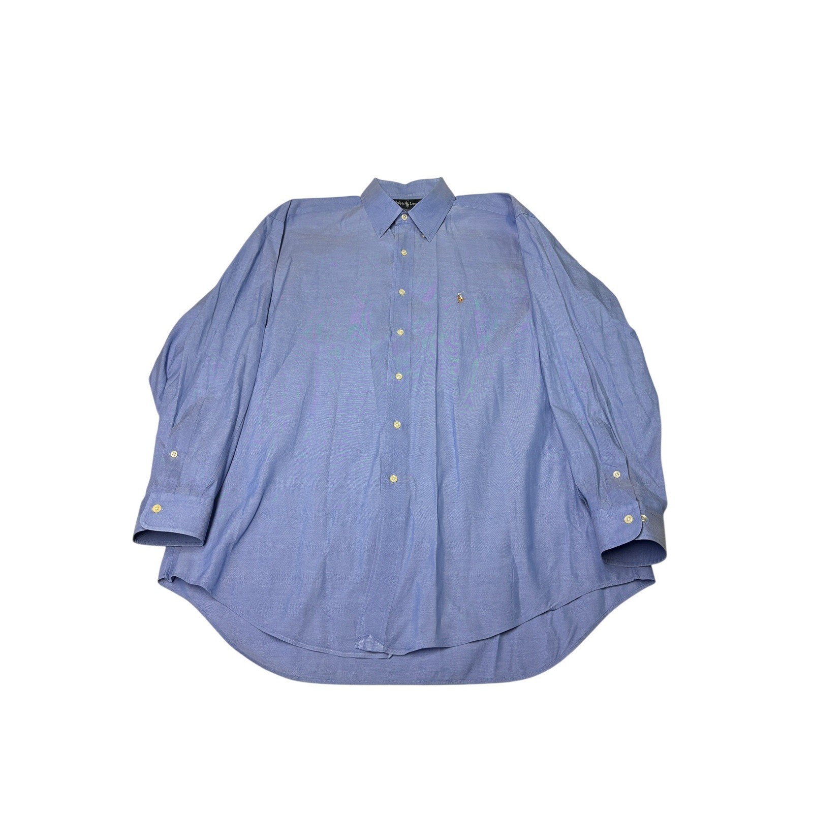 Vintage Ralph Lauren Yarmouth Mens 17-34 Blue Pinpoint Oxford Button Down Shirt