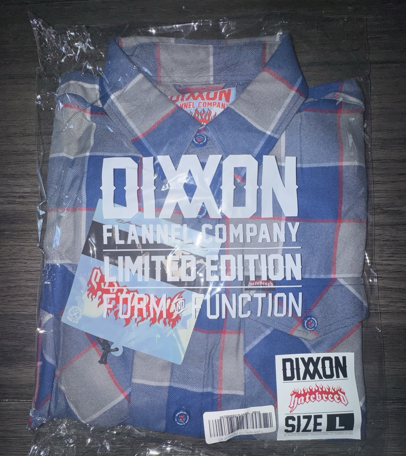 Dixxon Flannel Co Hatebreed 1.0 Limited Edition Blue Plaid Shirt Mens Large Bnib