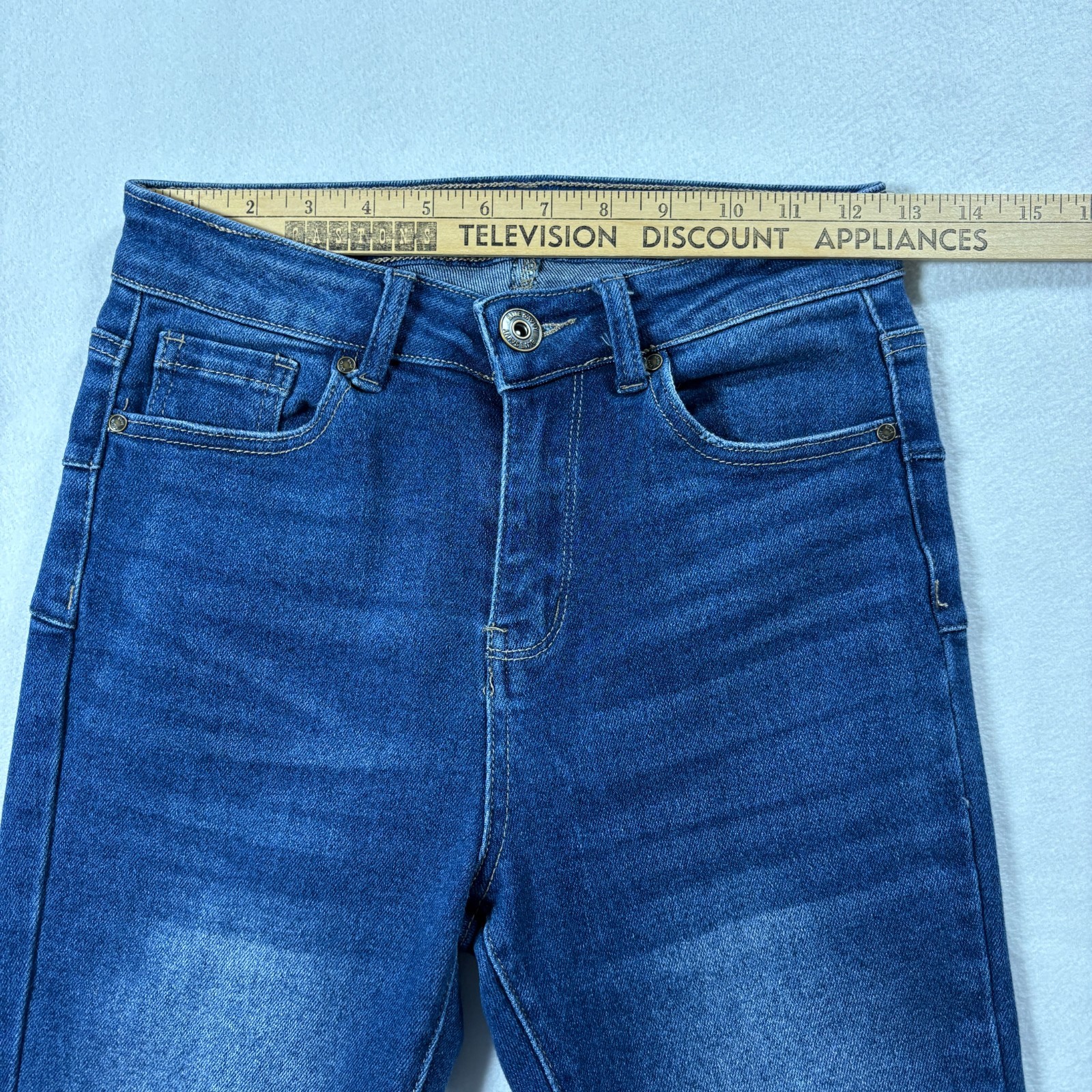 Blue Savvy Jeans Womens 3 28 Skinny High Rise Dark Wash Frayed Hem Denim Stretch
