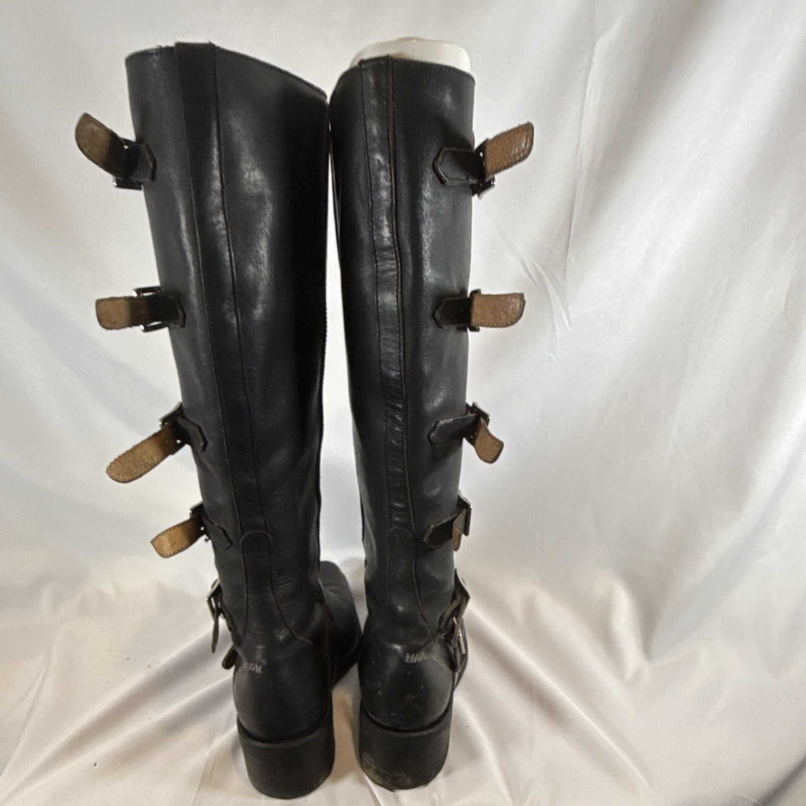 Harley Davidson, Tall Harness Boots, Black Women’s Size 7 1/2 Made In Italy ￼
