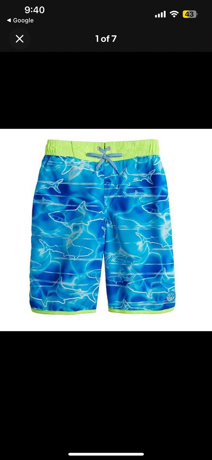ZeroXposur Boys Sharks Swim Trunks Medium 10/12