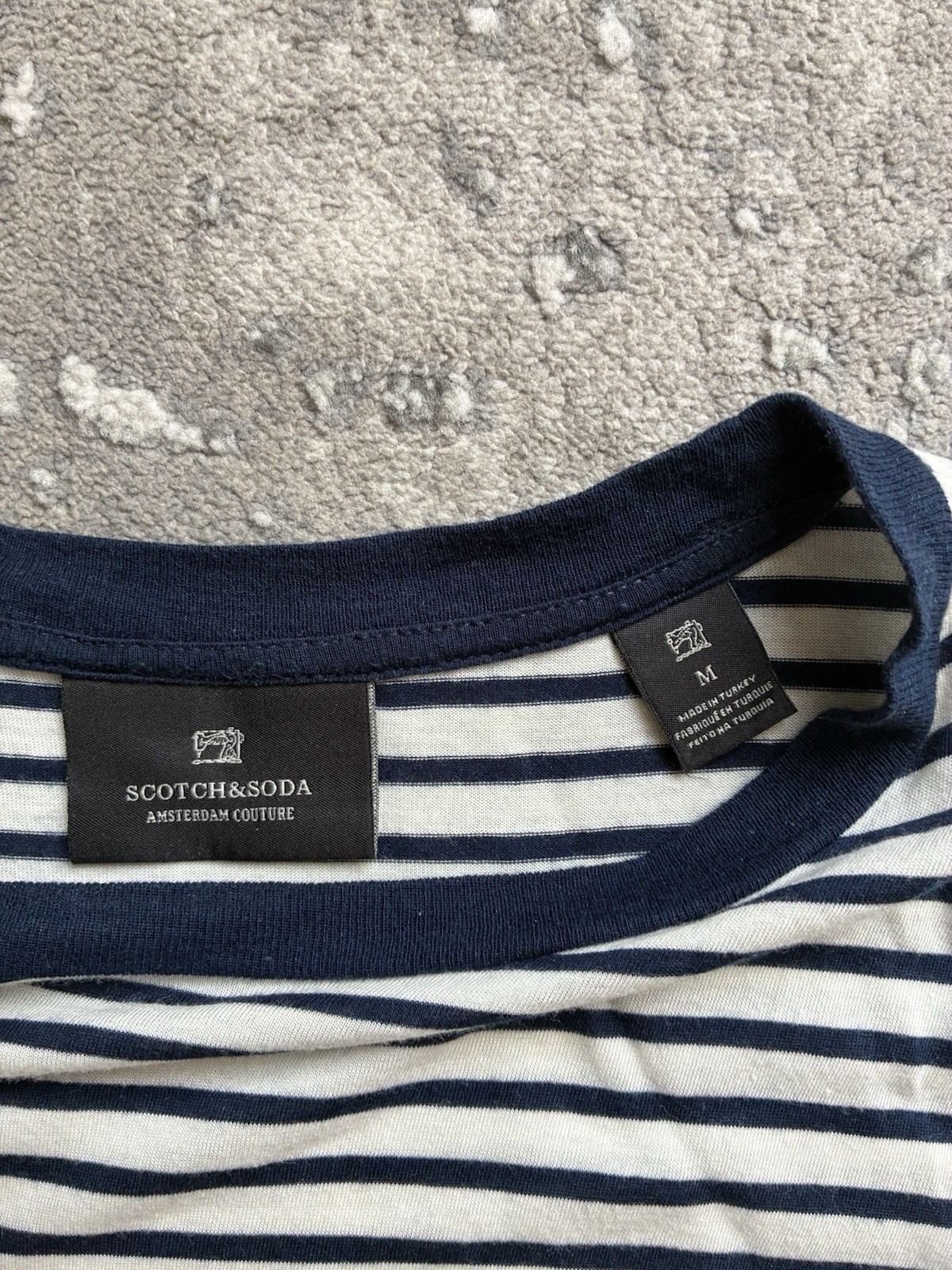 Scotch & Soda T-Shirt Men’s Blue White Striped Organic Cotton Size M