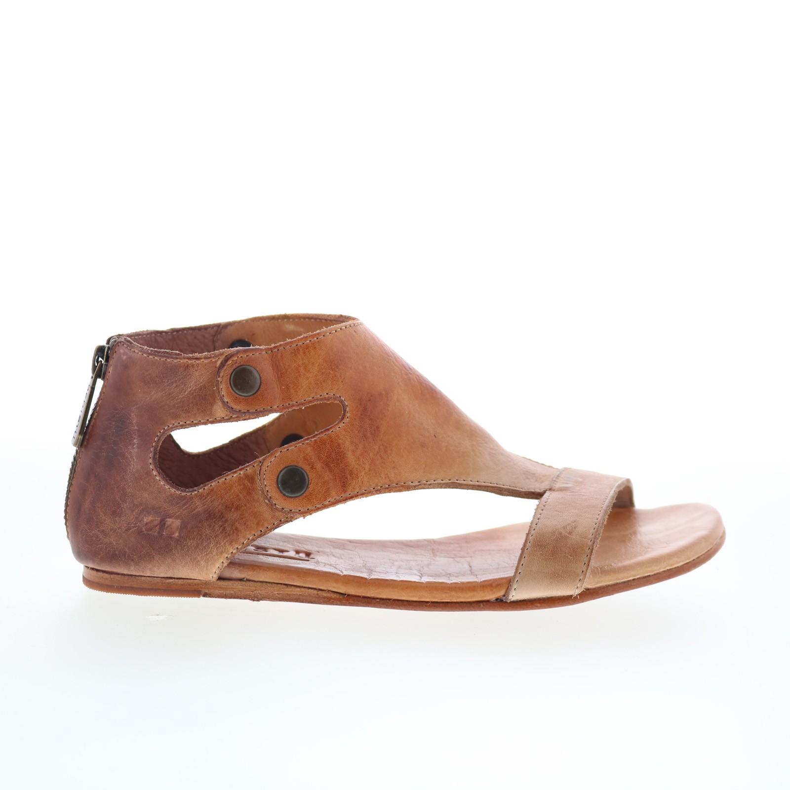 Bed Stu Soto F373012 Womens Brown Leather Zipper Strap Sandals Shoes