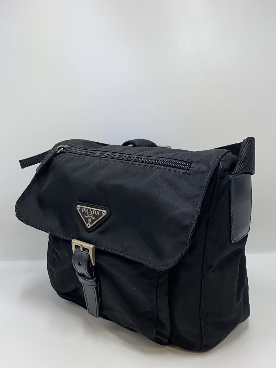 PRADA Shoulder Bag Nylon BLK Triangle Plate BT8994