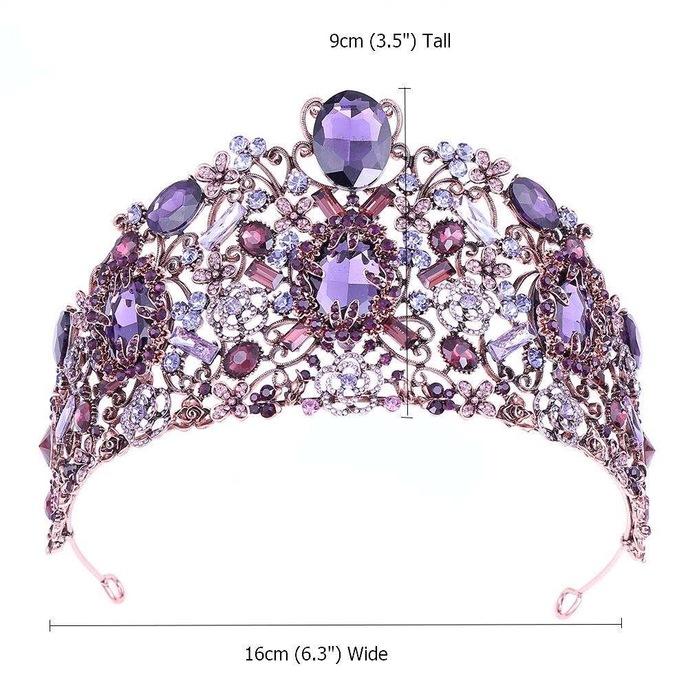 9cm Tall Luxury Large Crystal Tiara Wedding Queen Princess Prom Crown For Women