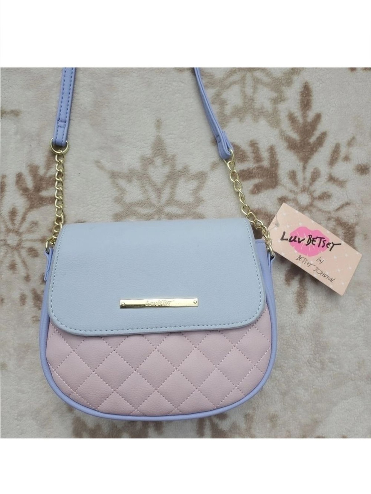 NWT Betsey Johnson LB Bri Pastel Pink and Purple Crossbody Purse