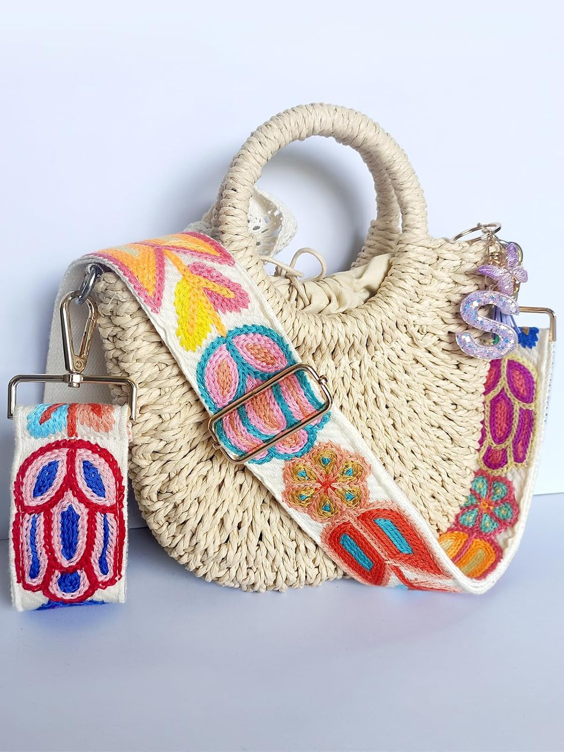 Embroidery Flower Purse Strap Replacement Crossbody 2 Inch Wide